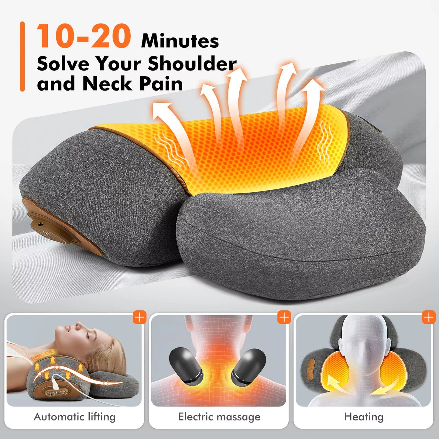 3-In-1 Neck Massager Pillow for Shoulder Deep Tissue , with Heating and Traction Function, Hump Corrector for Women