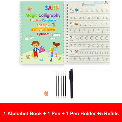 Sank Magic Practice Copybook Pen Preschools Kids Calligraphy English Verison Free Wiping Children Reusable Writing Book